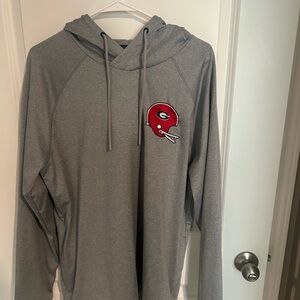 Gray Hoodie with Custom Embroidered Georgia Bulldogs Football Helmet Logo
